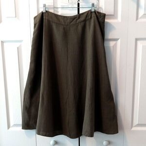 Eileen Fisher Size 1X Olive Green "Oregano" Linen Blend Skirt